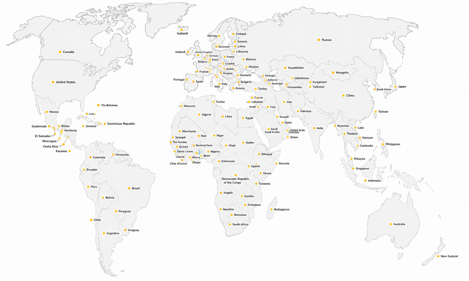 Worldwide spare parts delivery map